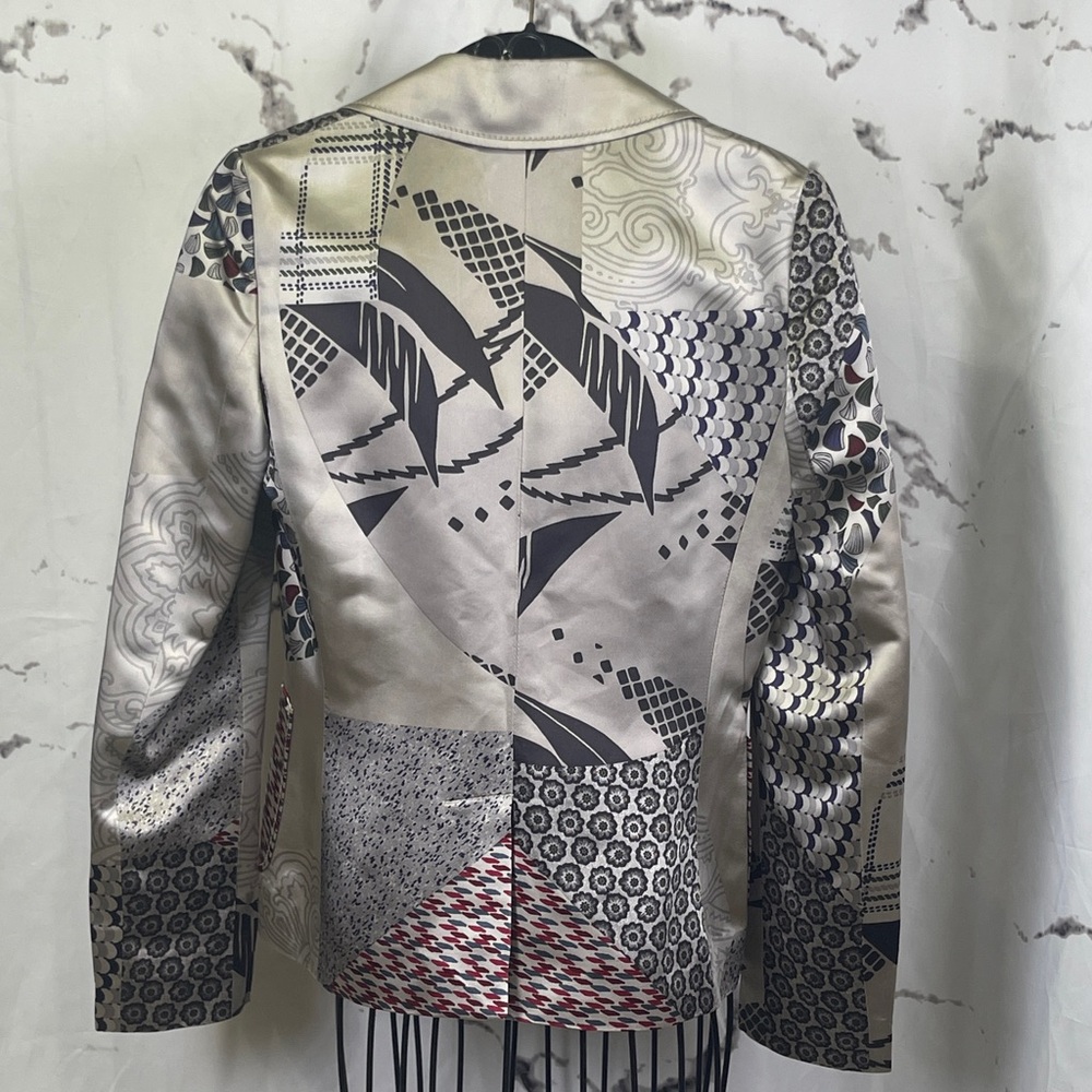 Etro Patterned Tailored Blazer Jacket Lined Silve… - image 9